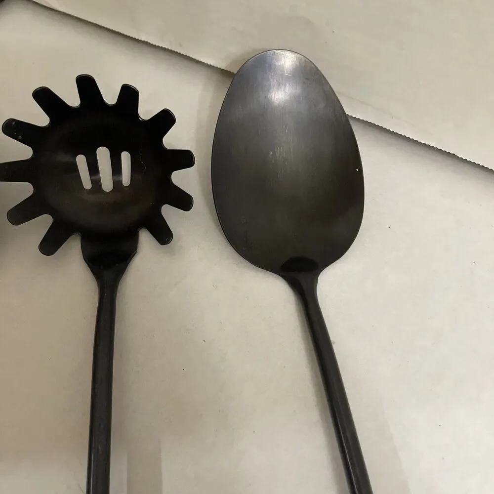 Black Metal Ideal Kitchen Utensil Set 15” Heavy Duty Pasta Claw Spoon Spatula